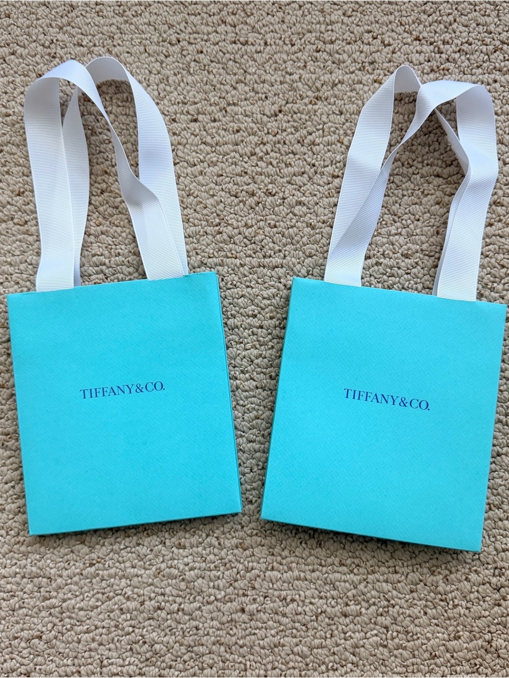 Tiffany & Co. Signature Blue Small Tote Bags with White Ribbon Handles